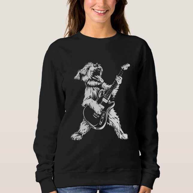Sweatshirt Guitare guitariste chien - Feu Terrier papa maman (Devant)
