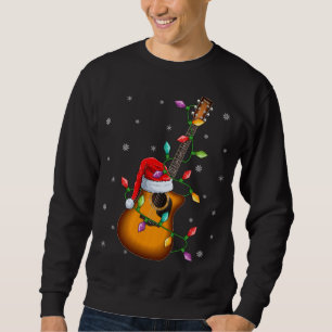 Sweatshirt Guitare Xmas Éclairage Correspondance Santa Hat Gu
