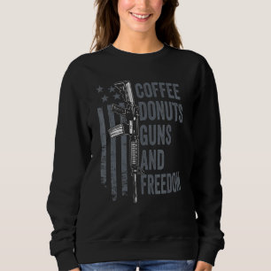 Sweatshirt Guns Donuts Café Liberté Ar15 Drapeau Usa Pistolet