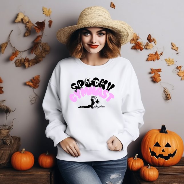 Sweatshirt Gymnaste éffrayante Nom personnalisé Cadeau Hallow (Créateur téléchargé)