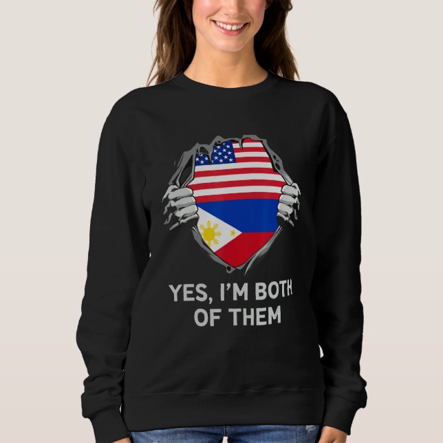 Sweatshirt Half American Half Filipino USA Philippines Flag M (Devant)