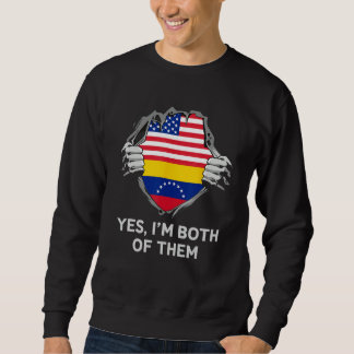 Sweatshirt Half American Half Venezuelan USA Venezuela Flag M