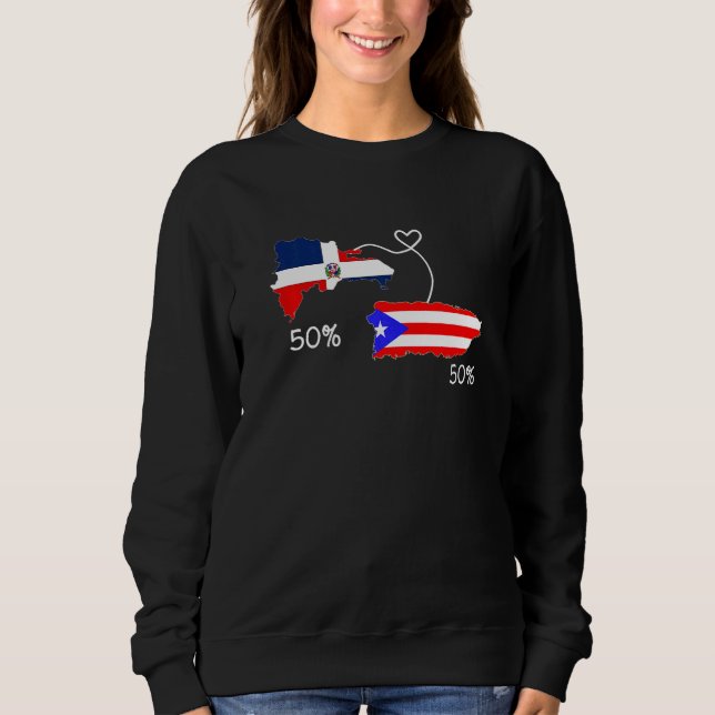 Sweatshirt Half Puerto Rican Half Dominican Flag Map Combined (Devant)