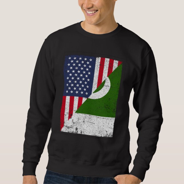 Sweatshirt Half USA Flag Half Pakistan Flag American Pakistan (Devant)