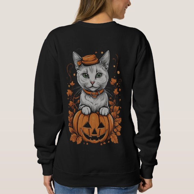 Sweatshirt Halloween 6 kitty, jack-o-lanterne, cadeau, chaton (Dos)