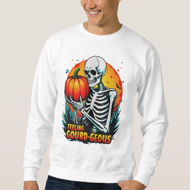 Sweatshirt Halloween à la main de squelette 'Feeling Gourd ge (Devant)