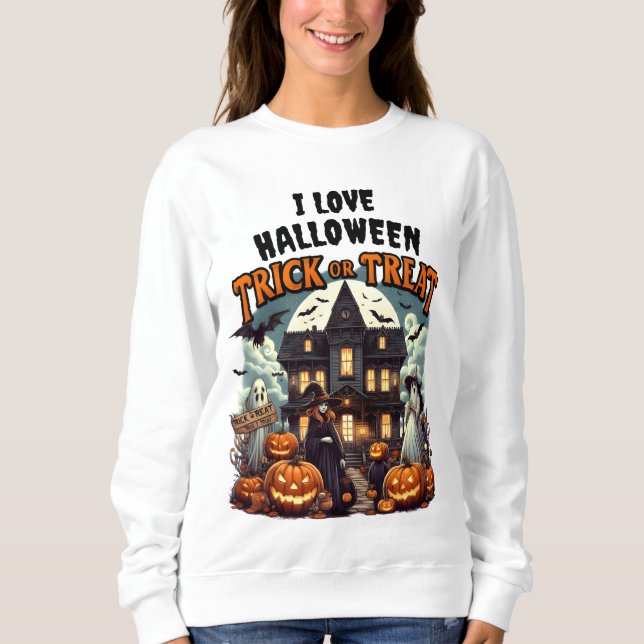 Sweatshirt Halloween amusant avec des citrouilles et des fant (Devant)