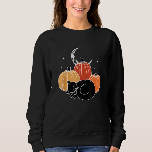 Sweatshirt Halloween  Black Cat Pumpkin Nap (Devant)