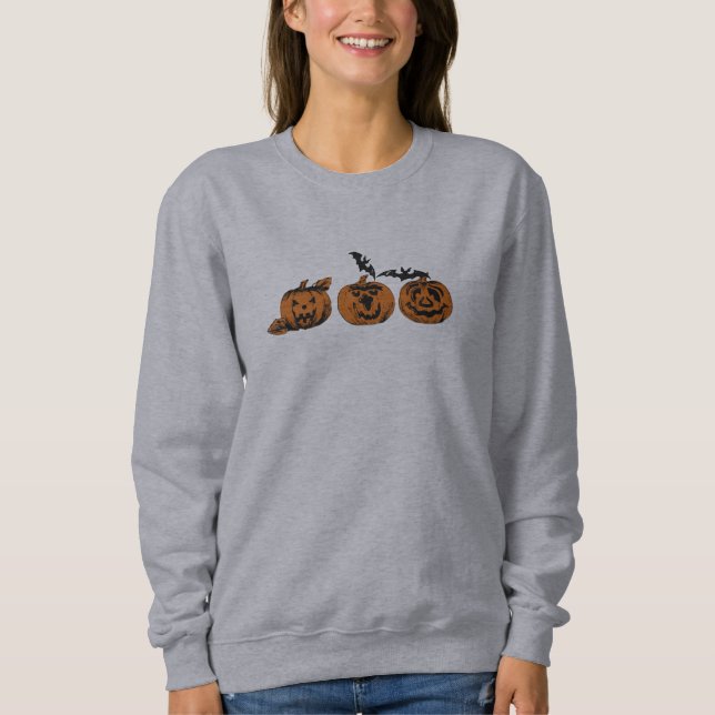 Sweatshirt Halloween/citrouille/sweatshirt de chauve-souris (Devant)