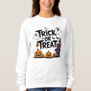 Sweatshirt Halloween éffrayant avec fantômes et citrouilles