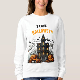 Sweatshirt Halloween éffrayante avec citrouilles et fantômes