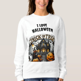 Sweatshirt Halloween éffrayante avec fantômes et citrouilles