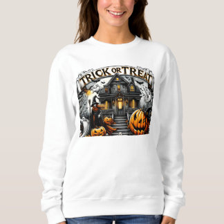 Sweatshirt Halloween éffrayante avec fantômes et citrouilles