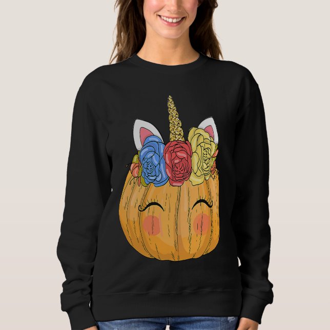 Sweatshirt Halloween  for Kids Girls Cute Unicorn Pumpkin (Devant)