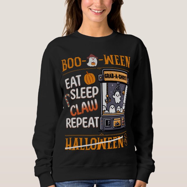 Sweatshirt Halloween Jouer Orange Ghost Claw Arcade Retro (Devant)