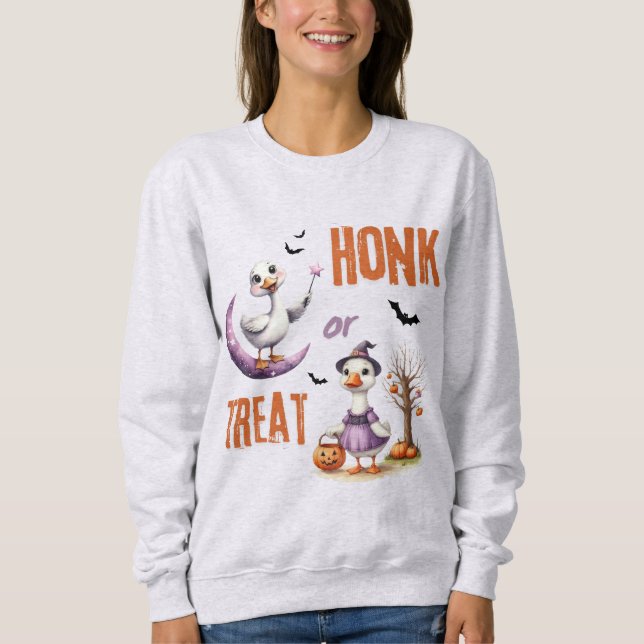 Sweatshirt Halloween Miel D'Oie Ou Traiter Les Vibes D'Automn (Devant)