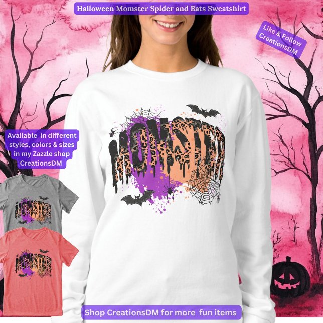 Sweatshirt Halloween Momster Spider et Bats (Créateur téléchargé)