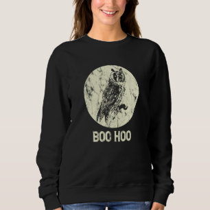 Sweatshirt Halloween Owl Retro Pleine lune Boo Hoo Distressed