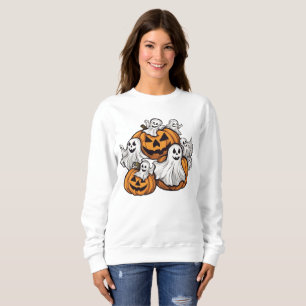 Sweatshirt Halloween : petits fantômes avec des citrouilles -