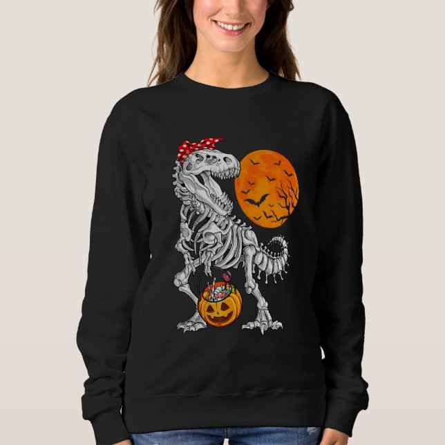 Sweatshirt Halloween Pour Les Filles Dinosaure Squelette T Re (Devant)