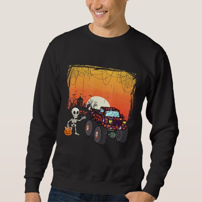 Sweatshirt Halloween Skeleton équitation Monster Truck Toddle (Devant)