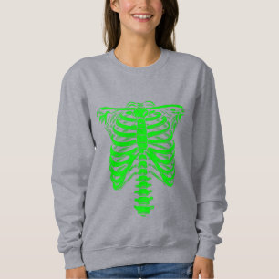Sweatshirt halloween Skeleton Rib Acide caissé vert