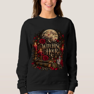 Sweatshirt Halloween Sorcellerie Gothique Lune Roses Sorcière