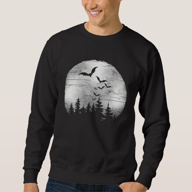 Sweatshirt Halloween Spooky Full Moon The Woods & Bats (Devant)