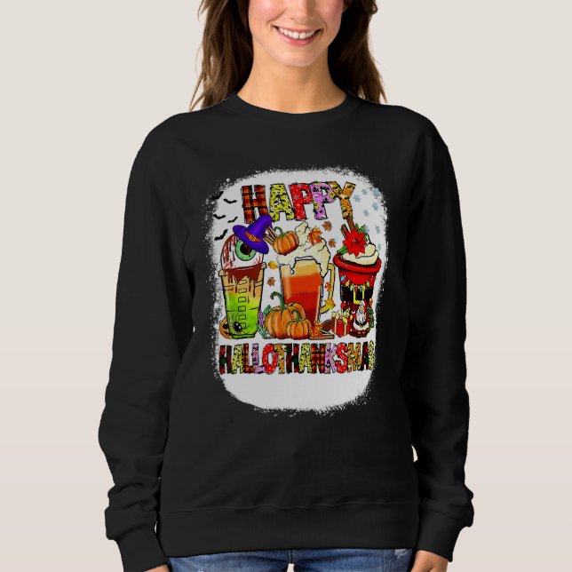Sweatshirt Halloween Thanksgiving Christmas Happy Hallothanks (Devant)