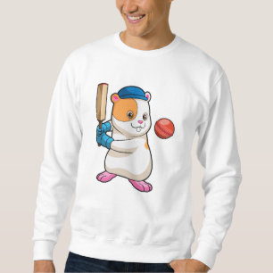 Sweatshirt Hamster au cricket avec batte de cricket & Casquet