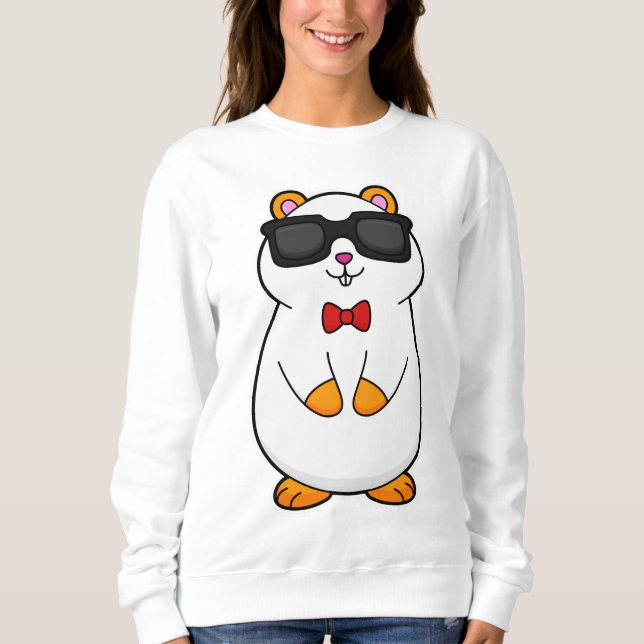 Sweatshirt Hamster avec lunettes de soleil et cravate à mâcho (Devant)