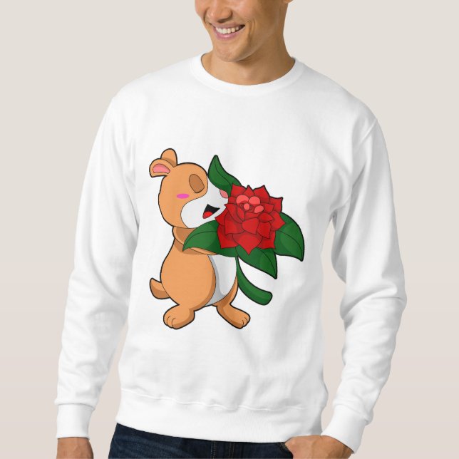 Sweatshirt Hamster avec Rose à fleurs (Devant)