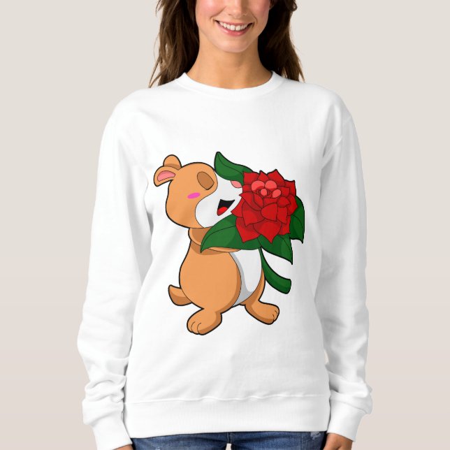 Sweatshirt Hamster avec Rose à fleurs (Devant)
