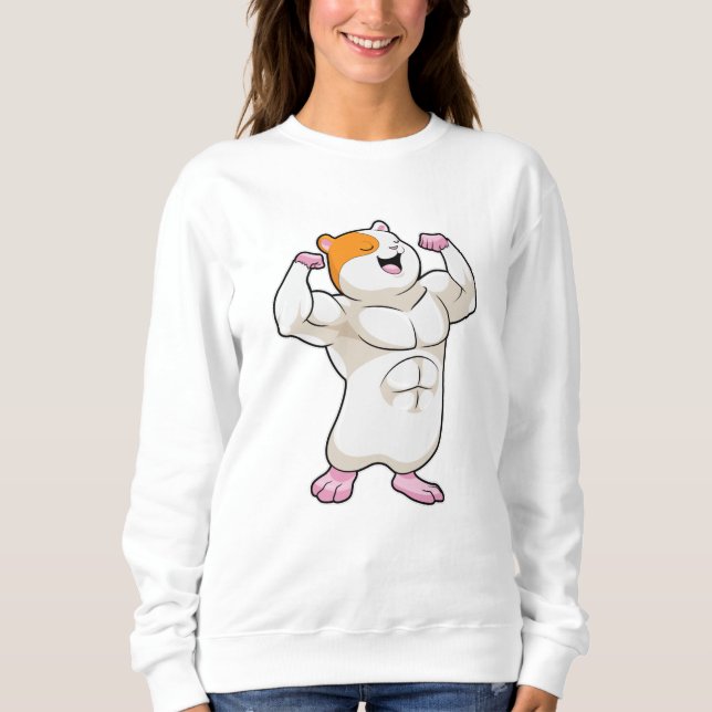 Sweatshirt Hamster en Bodybuilder avec de grands Muscles (Devant)