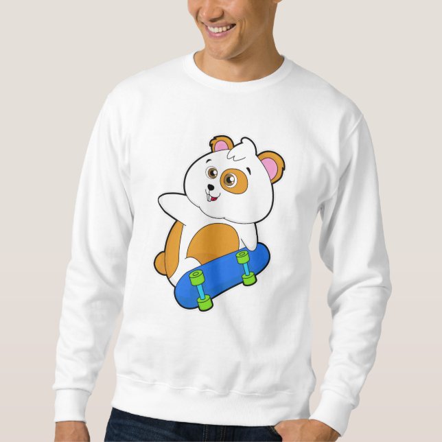 Sweatshirt Hamster en patinage avec skateboard (Devant)