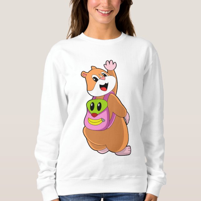 Sweatshirt Hamster en tant qu'étudiant avec sac à dos.PNG (Devant)