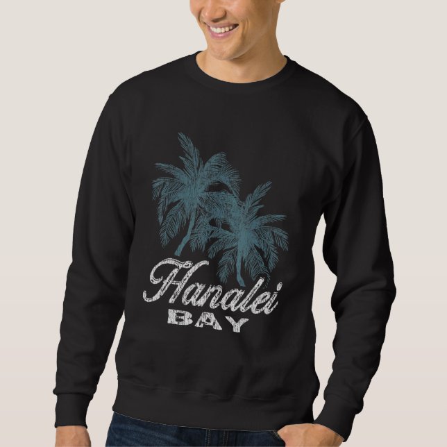 Sweatshirt Hanalei Bay Hawaii deux grandes palmes (Devant)