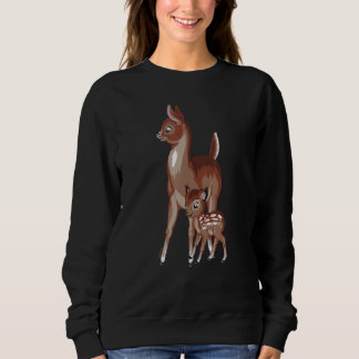 Sweatshirt Hand Illustrated Sweet Expression Deer With Spotte