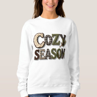 Sweatshirt Hand Stitched Cozy Season Winter Text Sweater