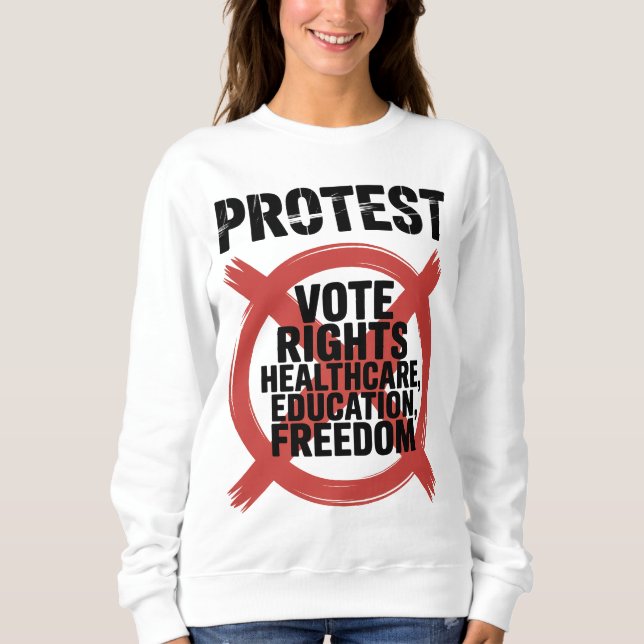 Sweatshirt Hands Off Protest Vote Rights Healthcare Education (Devant)