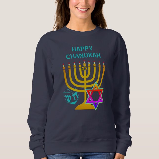 Sweatshirt Hanoukka moderne HAPPY CHANUKAH (Devant)