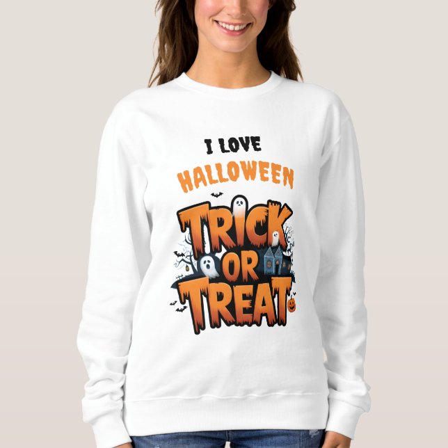Sweatshirt Hantée nuit d'Halloween avec fantômes (Devant)