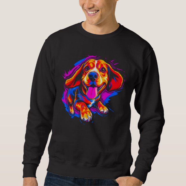 Sweatshirt Happy Beagle Dog (Devant)