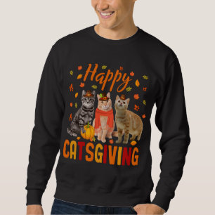 Sweatshirt Happy Catsgiving mignon Thanksgiving Cat Wears Pil