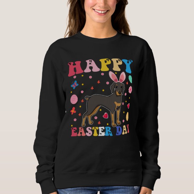 Sweatshirt Happy Easter Bunny Doberman  Easter Day Groovy (Devant)