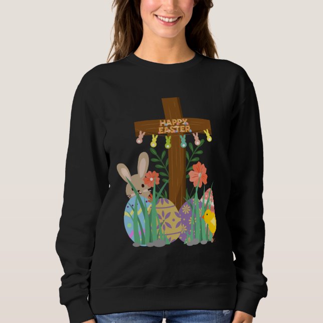 Sweatshirt Happy easter christians with easter bunny ducks eg (Devant)