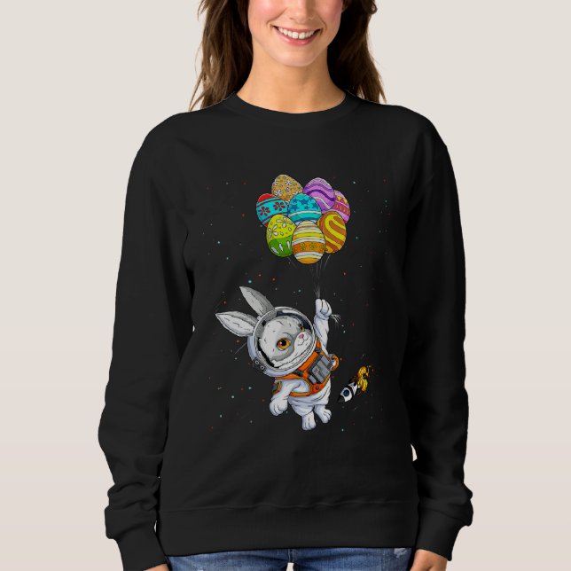 Sweatshirt Happy Easter Day Bunny Egg astronaut Space Boys Gi (Devant)