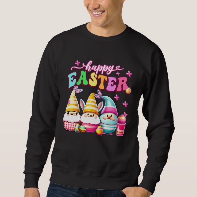 Sweatshirt Happy Easter With My Gnomies Groovy Bunny Gnome Ea (Devant)