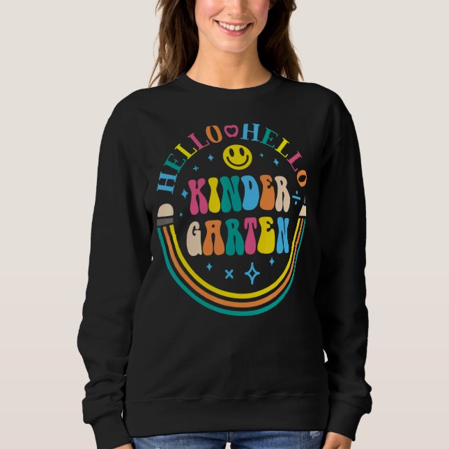 Sweatshirt Happy Face Hello Kindergarten Grade Vibes Retour à (Devant)