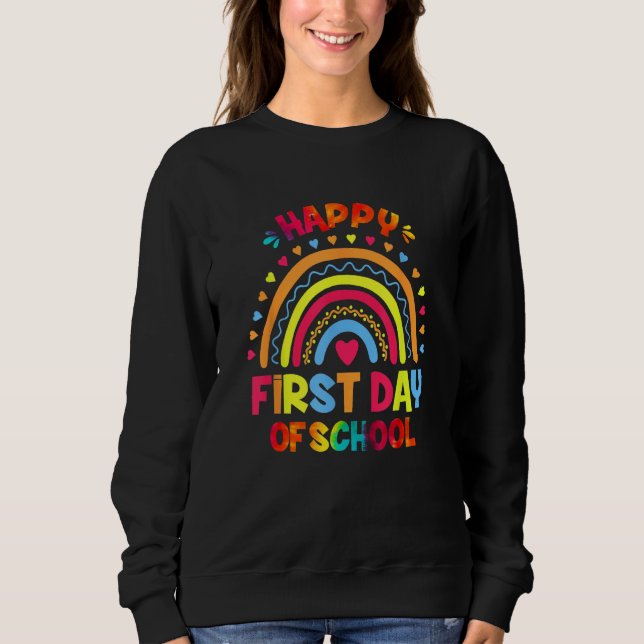 Sweatshirt Happy First Day Of School Boho Rainbow Kids Back T (Devant)